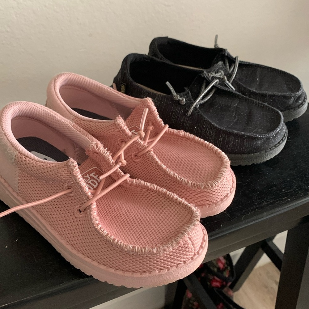 Two pairs of Girls Hey Dude shoes
